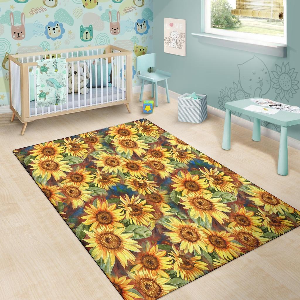 Watercolor Sunflower Floor Mat-grizzshop