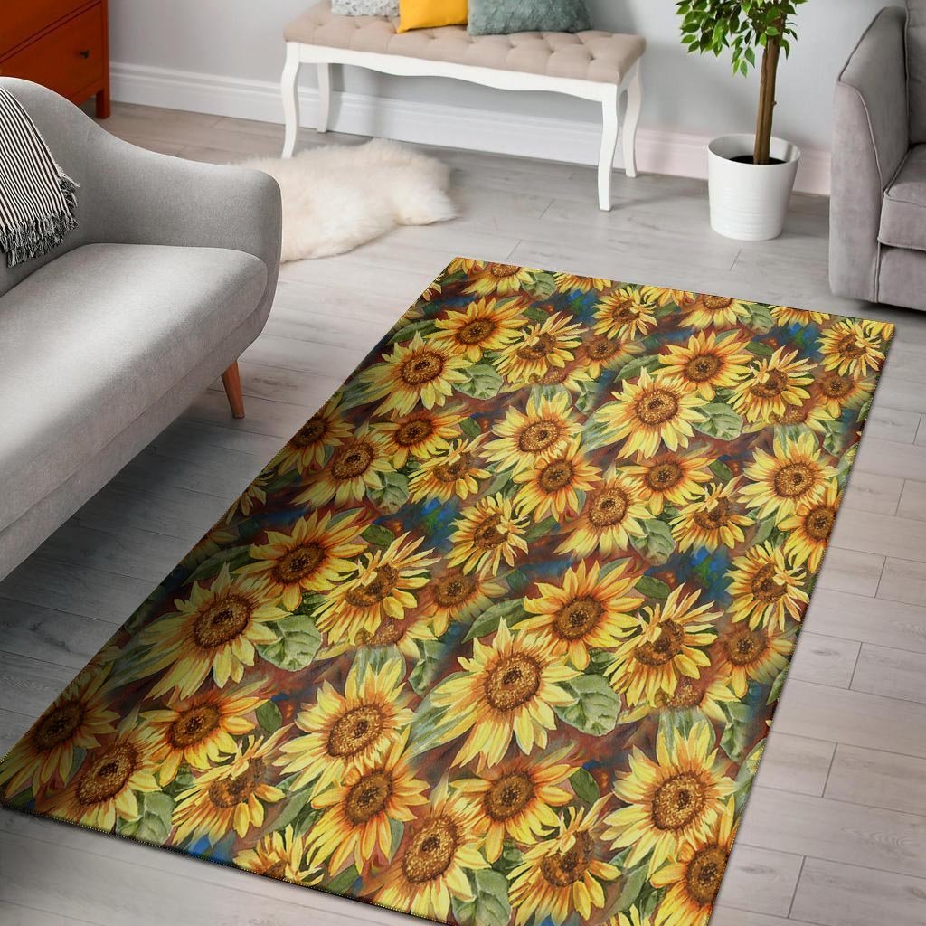 Watercolor Sunflower Floor Mat-grizzshop