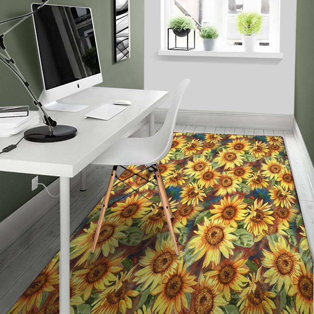 Watercolor Sunflower Floor Mat-grizzshop
