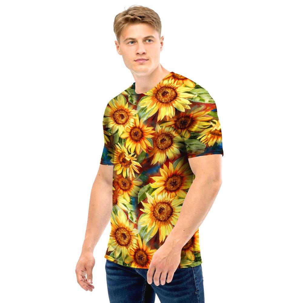 Watercolor Sunflower Men T Shirt-grizzshop