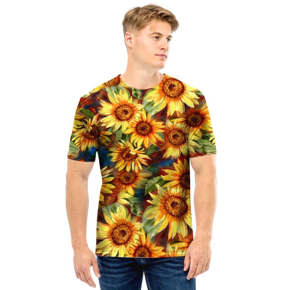 Watercolor Sunflower Men T Shirt-grizzshop