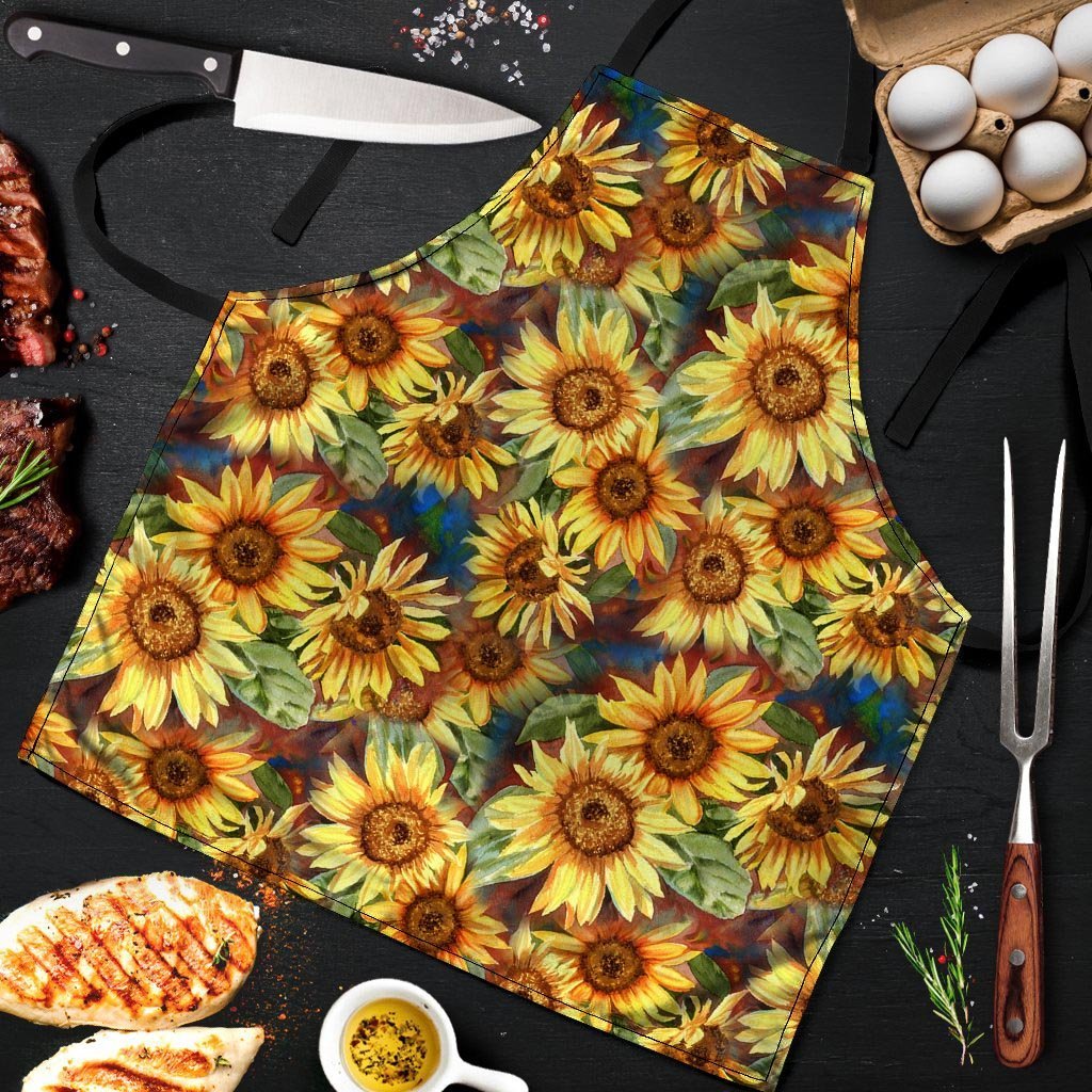 Watercolor Sunflower Men's Apron-grizzshop