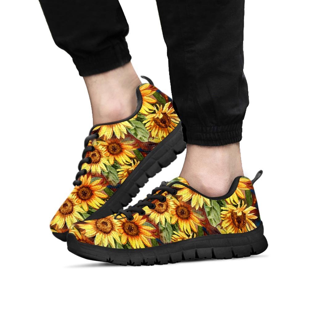 Watercolor Sunflower Men's Sneakers-grizzshop