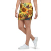 Watercolor Sunflower Mini Skirt-grizzshop