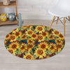 Watercolor Sunflower Round Rug-grizzshop