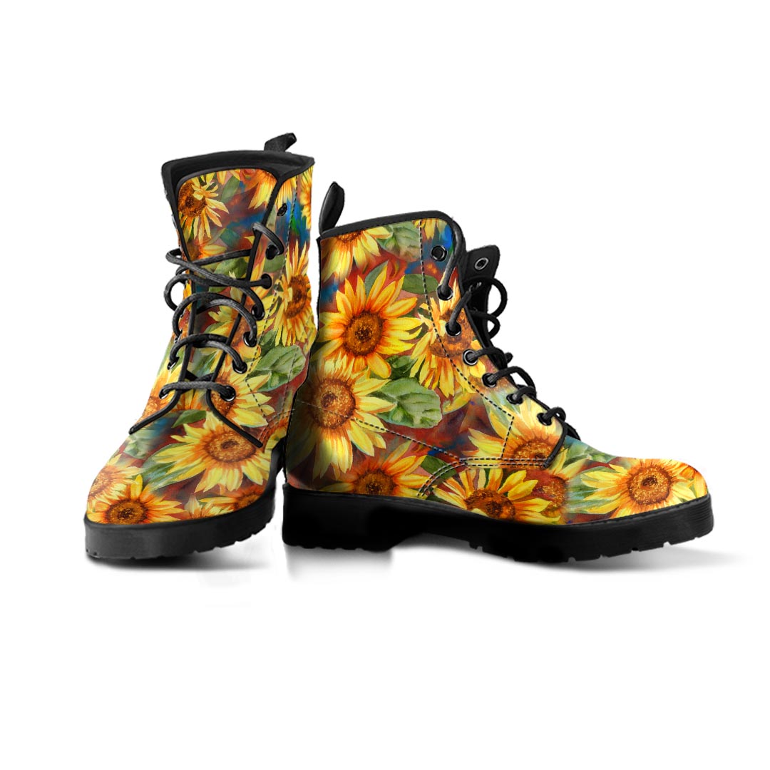 Watercolor Sunflower Women's Boots-grizzshop