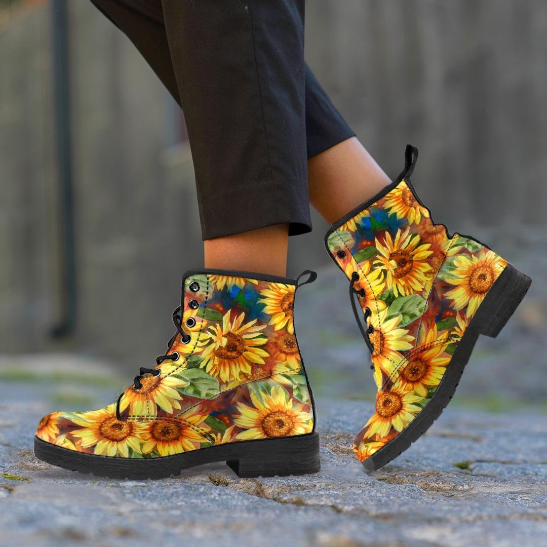 Watercolor Sunflower Women's Boots-grizzshop