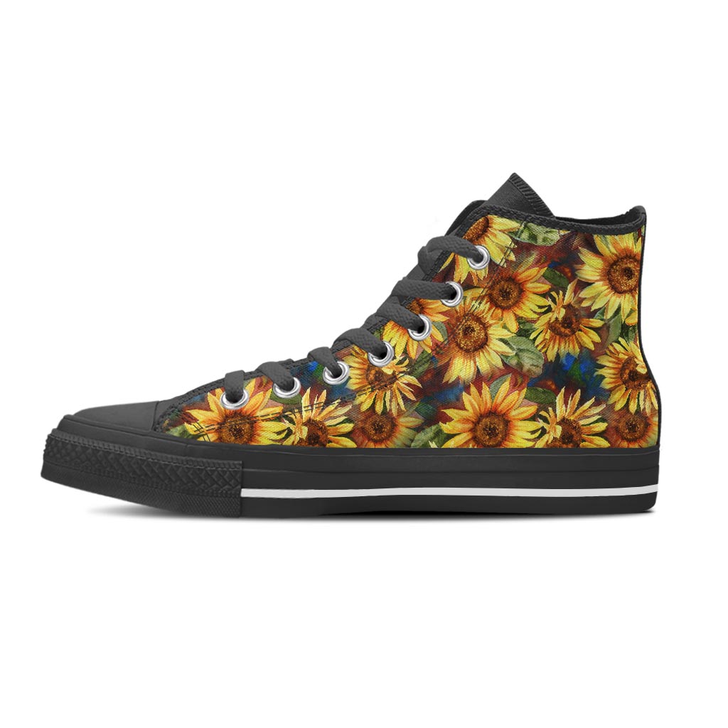 Watercolor Sunflower Women's High Top Shoes-grizzshop