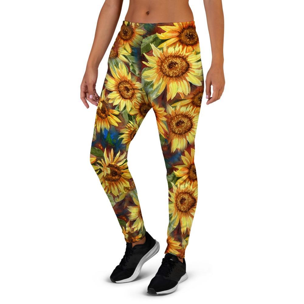 Watercolor Sunflower Women's Joggers-grizzshop