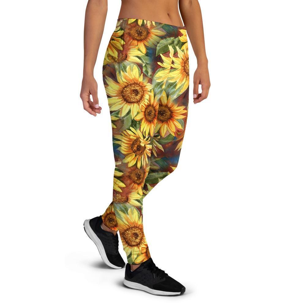 Watercolor Sunflower Women's Joggers-grizzshop