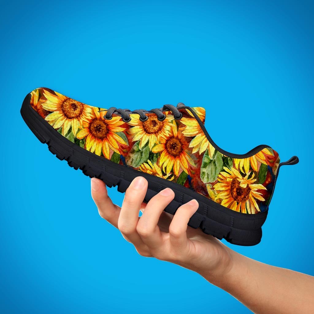 Watercolor Sunflower Women's Sneakers-grizzshop