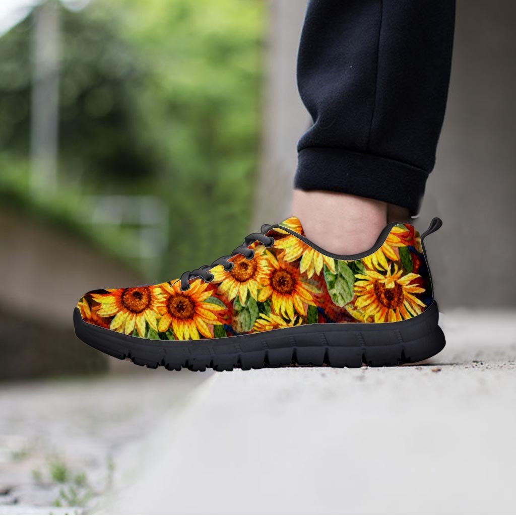 Watercolor Sunflower Women's Sneakers-grizzshop