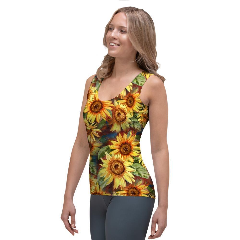 Watercolor Sunflower Women's Tank Top-grizzshop