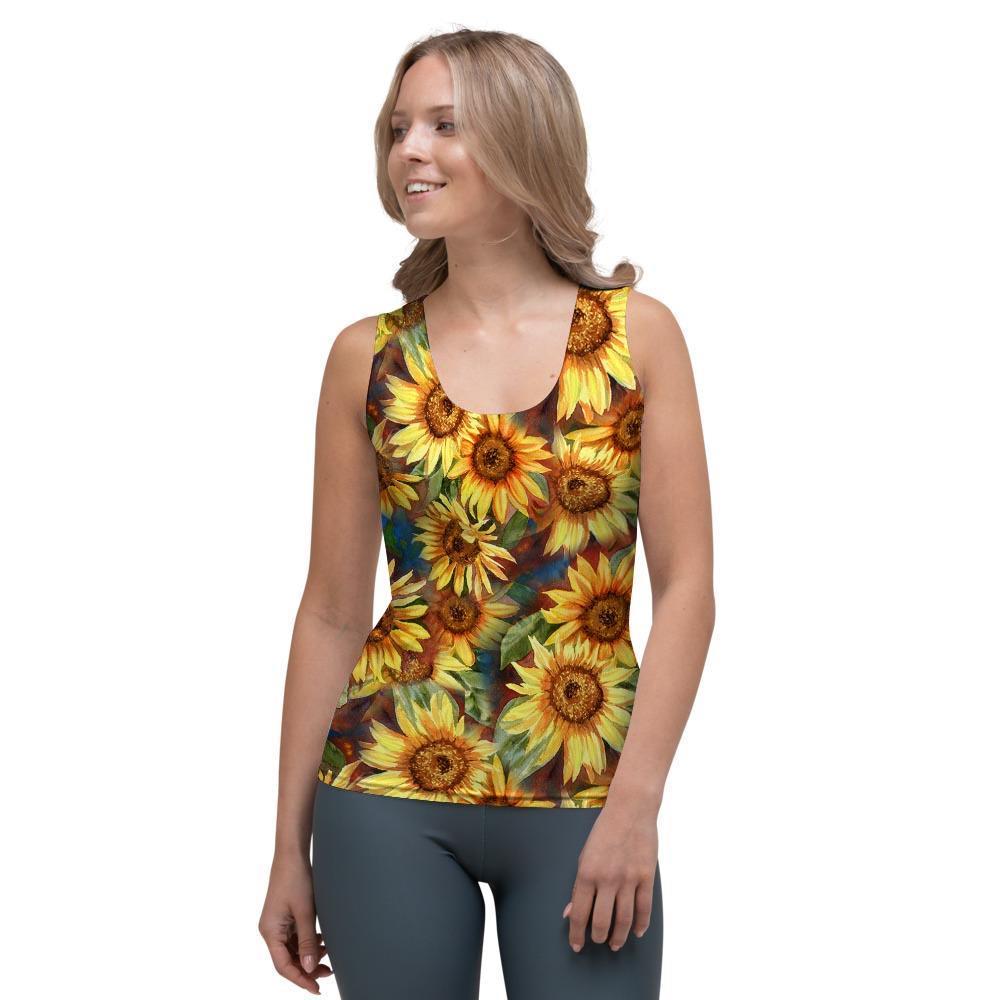 Watercolor Sunflower Women's Tank Top-grizzshop