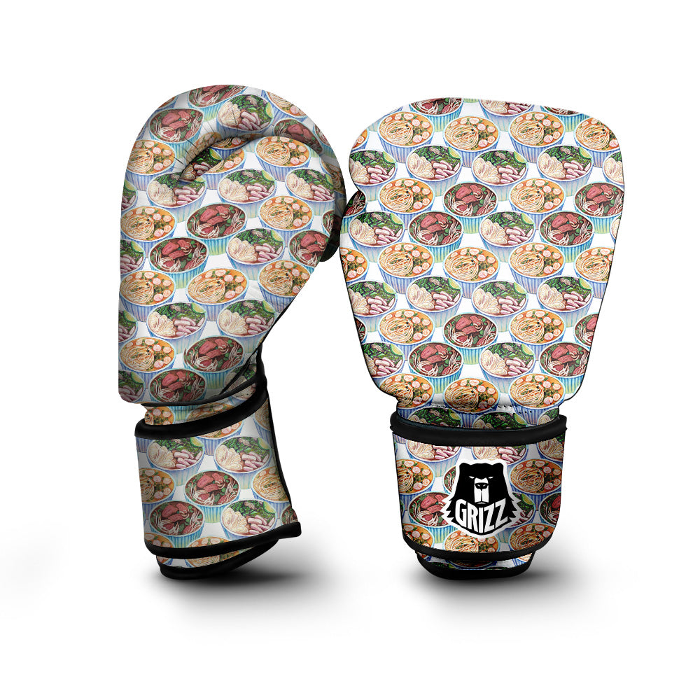 Watercolor Vietnamese Pho Print Pattern Boxing Gloves-grizzshop