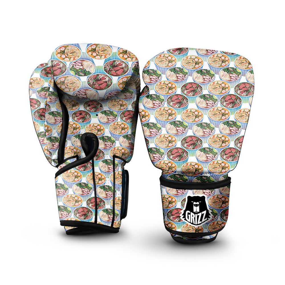 Watercolor Vietnamese Pho Print Pattern Boxing Gloves-grizzshop