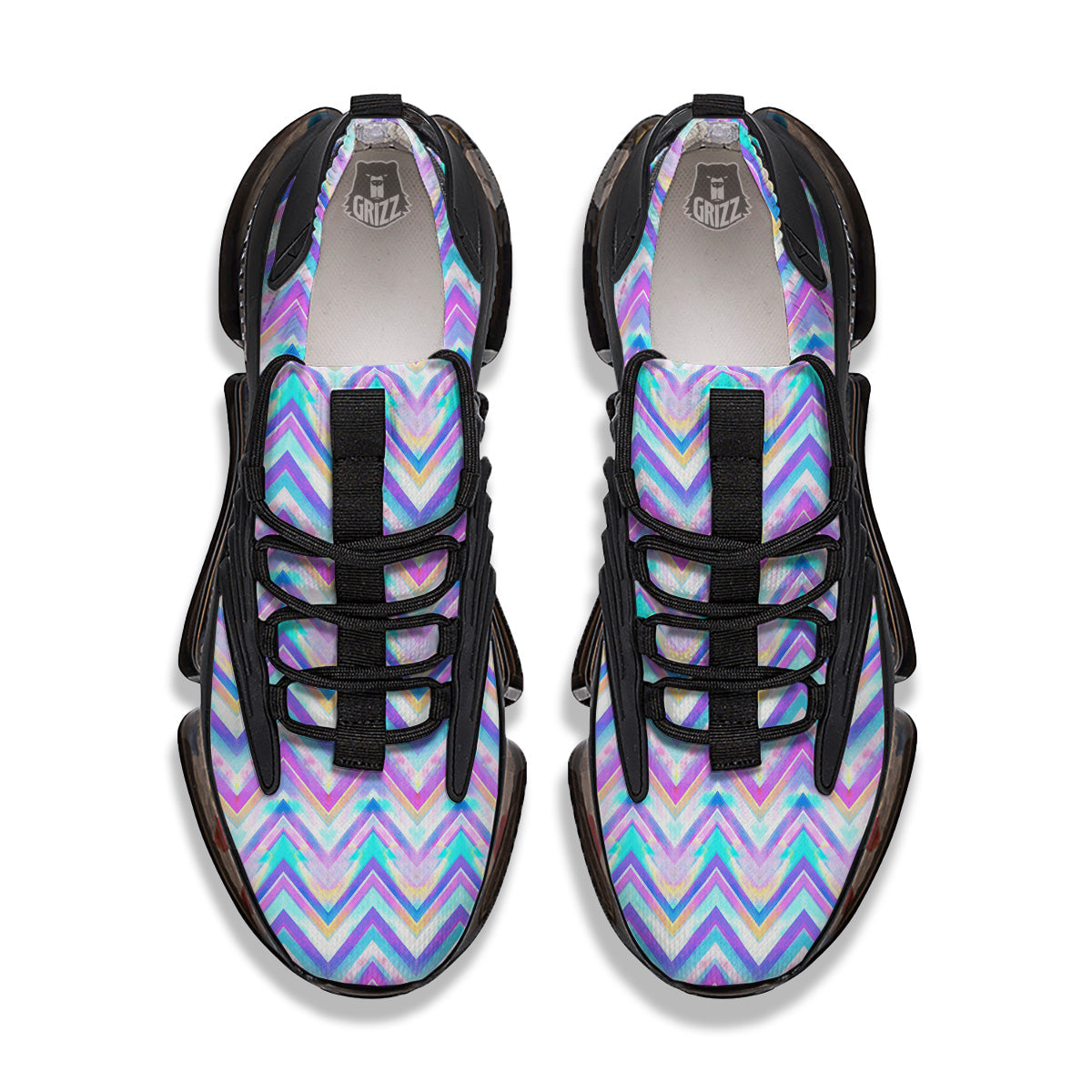 Watercolor Zig Zag Ornament Print Pattern Black Gym Shoes-grizzshop