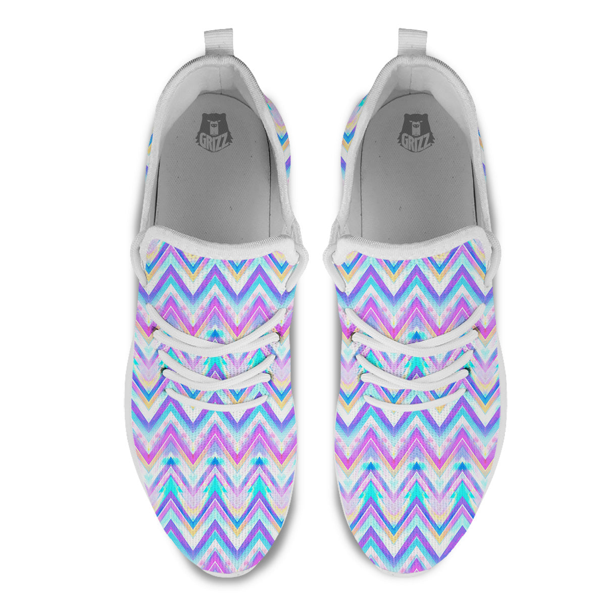 Watercolor Zig Zag Ornament Print Pattern White Athletic Shoes-grizzshop