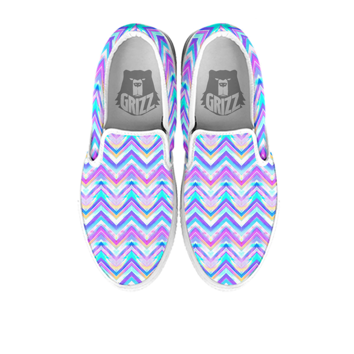Watercolor Zig Zag Ornament Print Pattern White Slip On Shoes-grizzshop