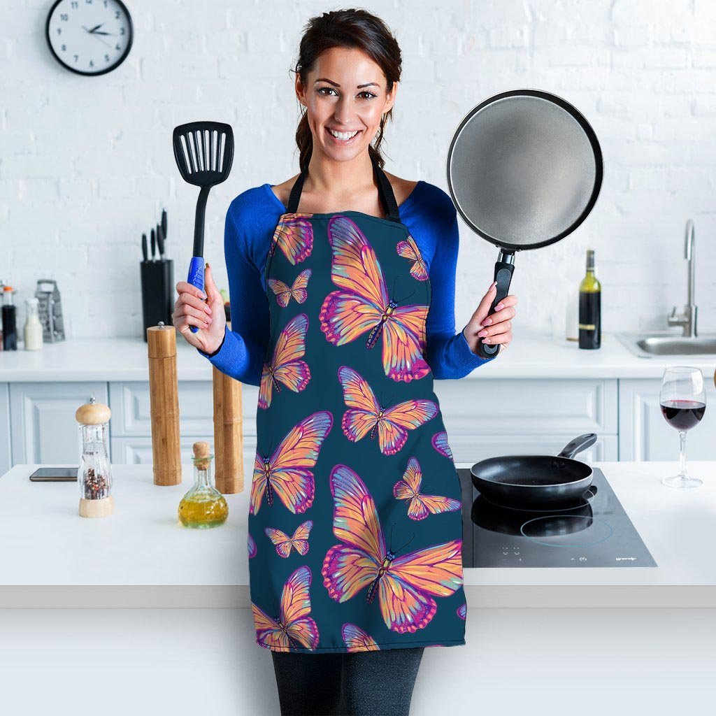 Watercolor Butterfly Print Women's Apron-grizzshop