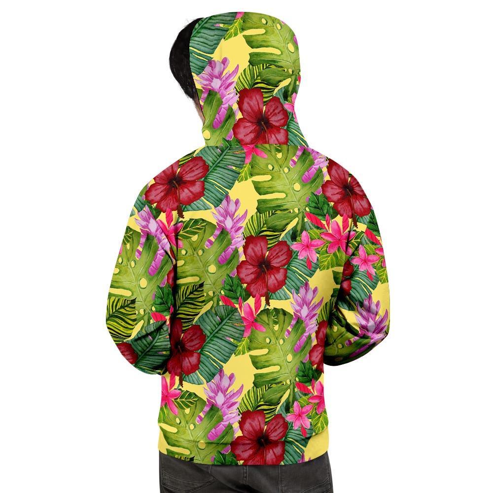 Watercolor Hibiscus Floral Hawaiian Print Men's Hoodie-grizzshop