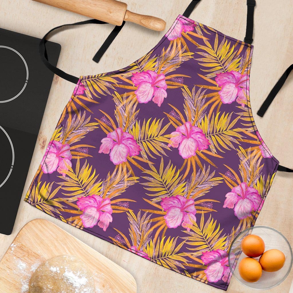Watercolor Hibiscus Flower Hawaiian Print Women's Apron-grizzshop