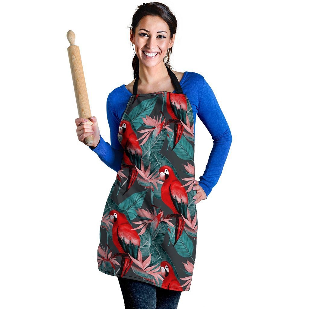 Watercolor Parrot Tropical Print Women's Apron-grizzshop