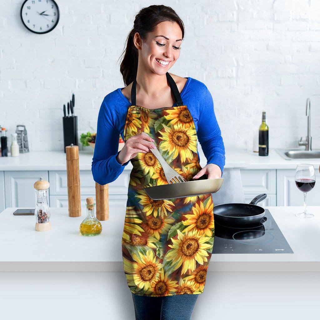 Watercolor Sunflower Women's Apron-grizzshop