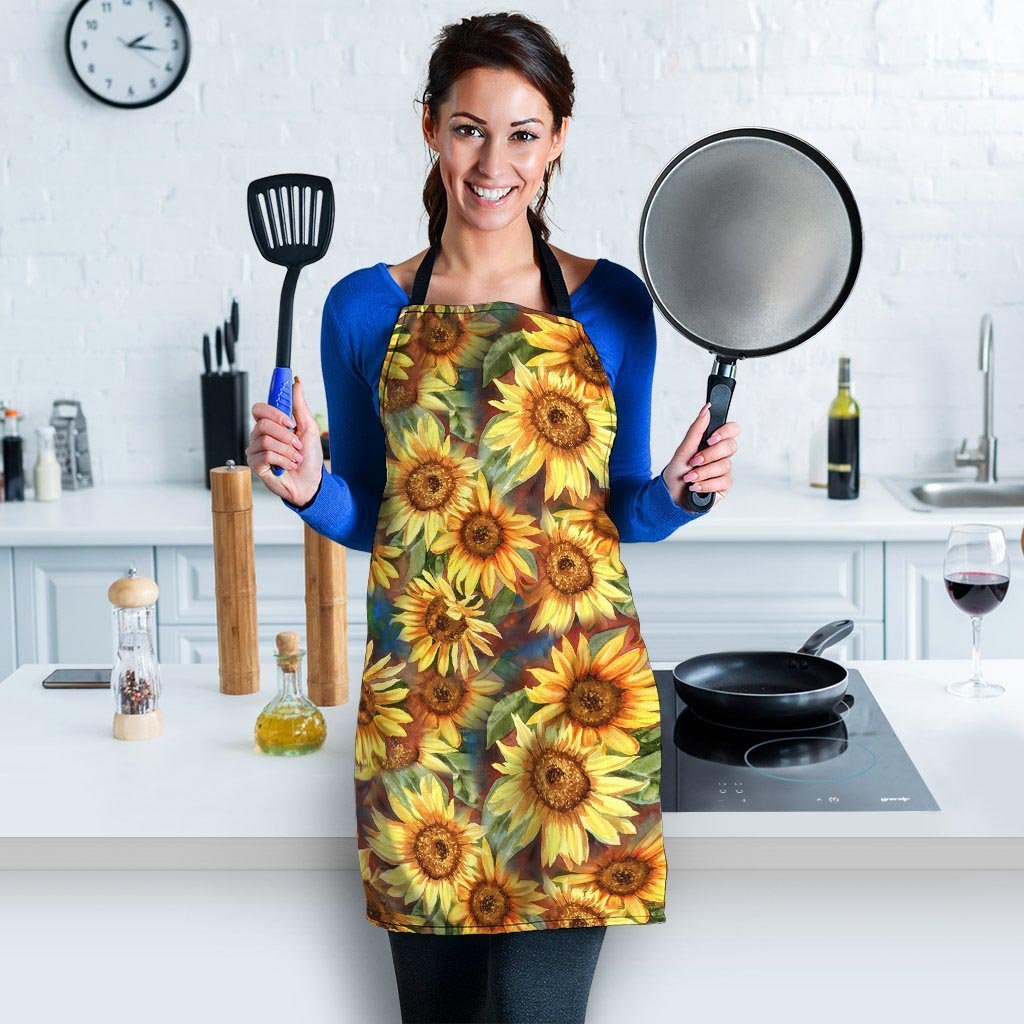 Watercolor Sunflower Women's Apron-grizzshop