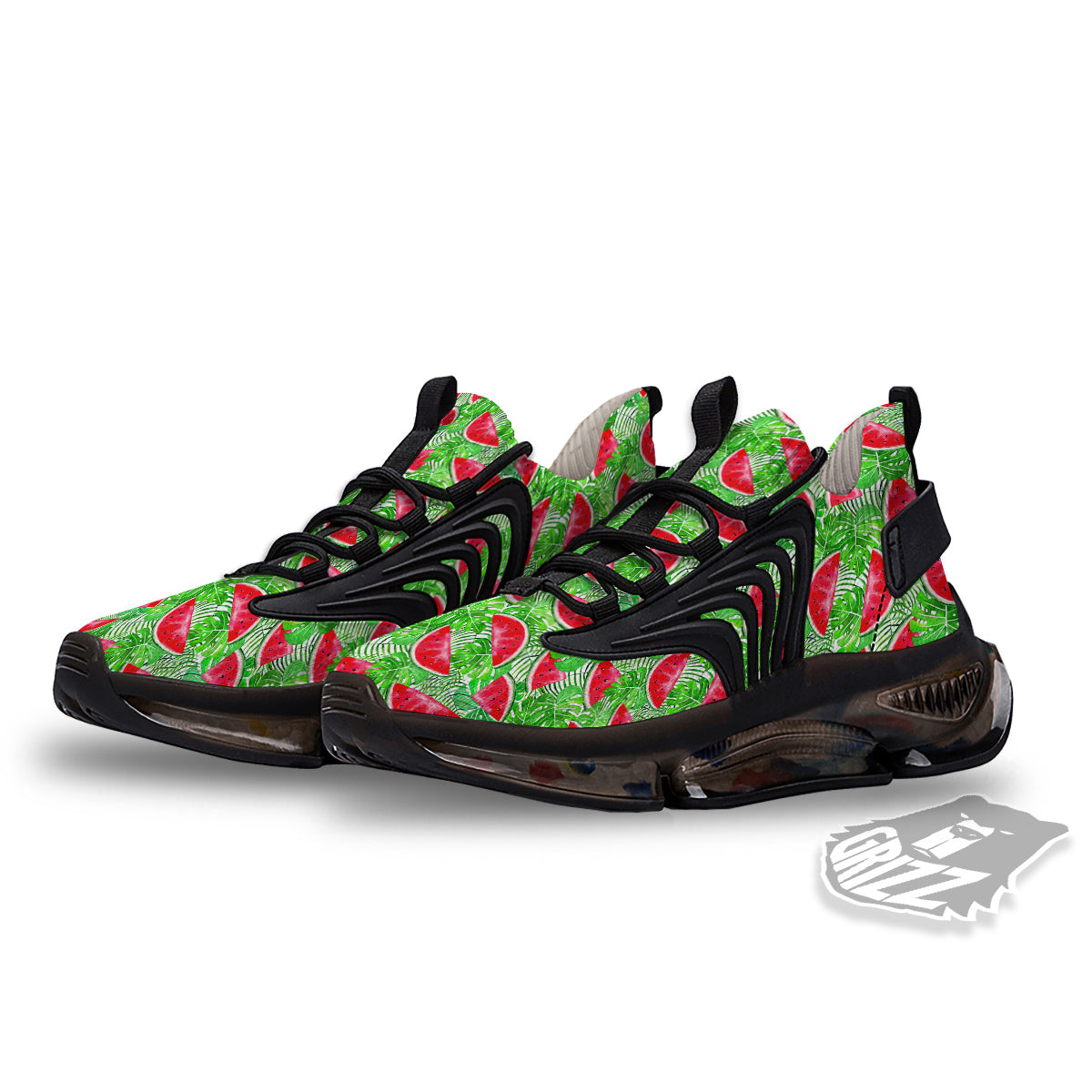 Watermelon Aloha Tropical Print Pattern Black Gym Shoes-grizzshop
