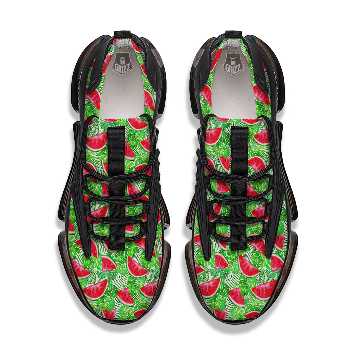 Watermelon Aloha Tropical Print Pattern Black Gym Shoes-grizzshop