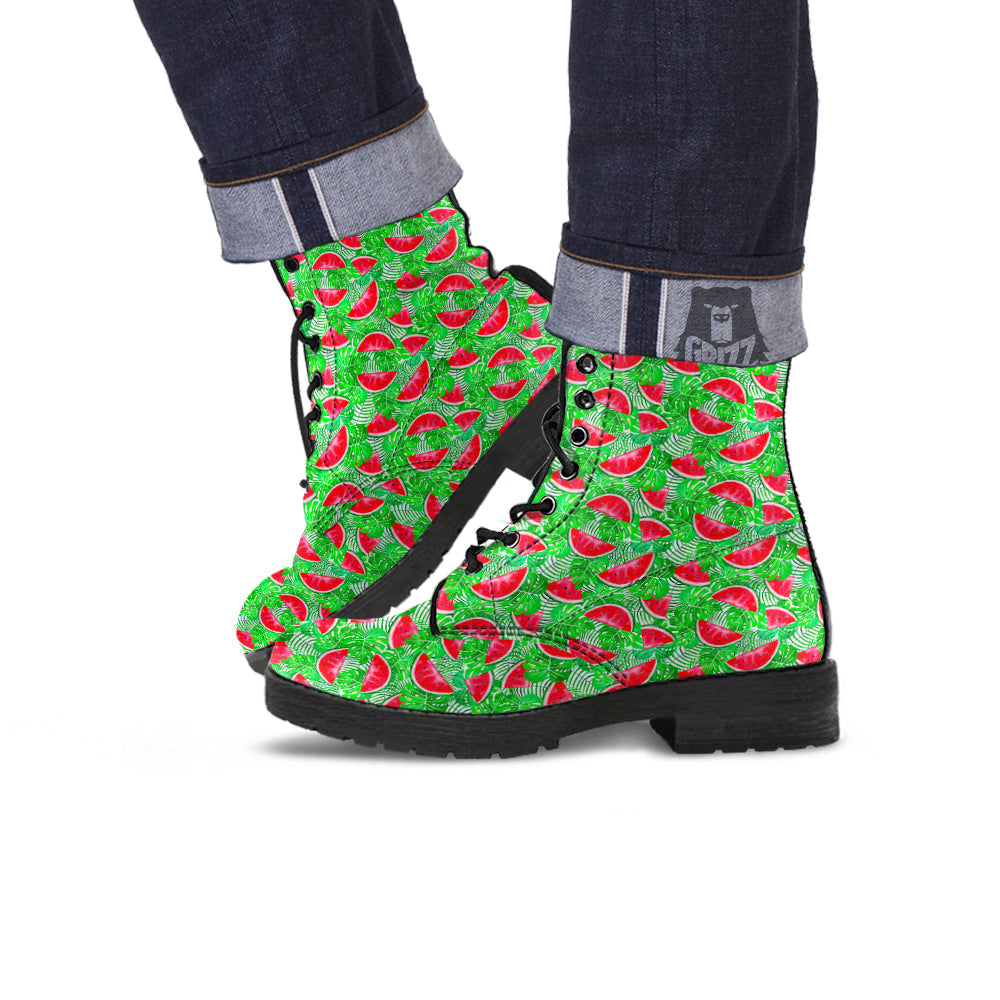 Watermelon Aloha Tropical Print Pattern Leather Boots-grizzshop