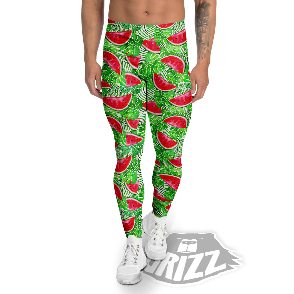 Watermelon Aloha Tropical Print Pattern Men's Leggings-grizzshop