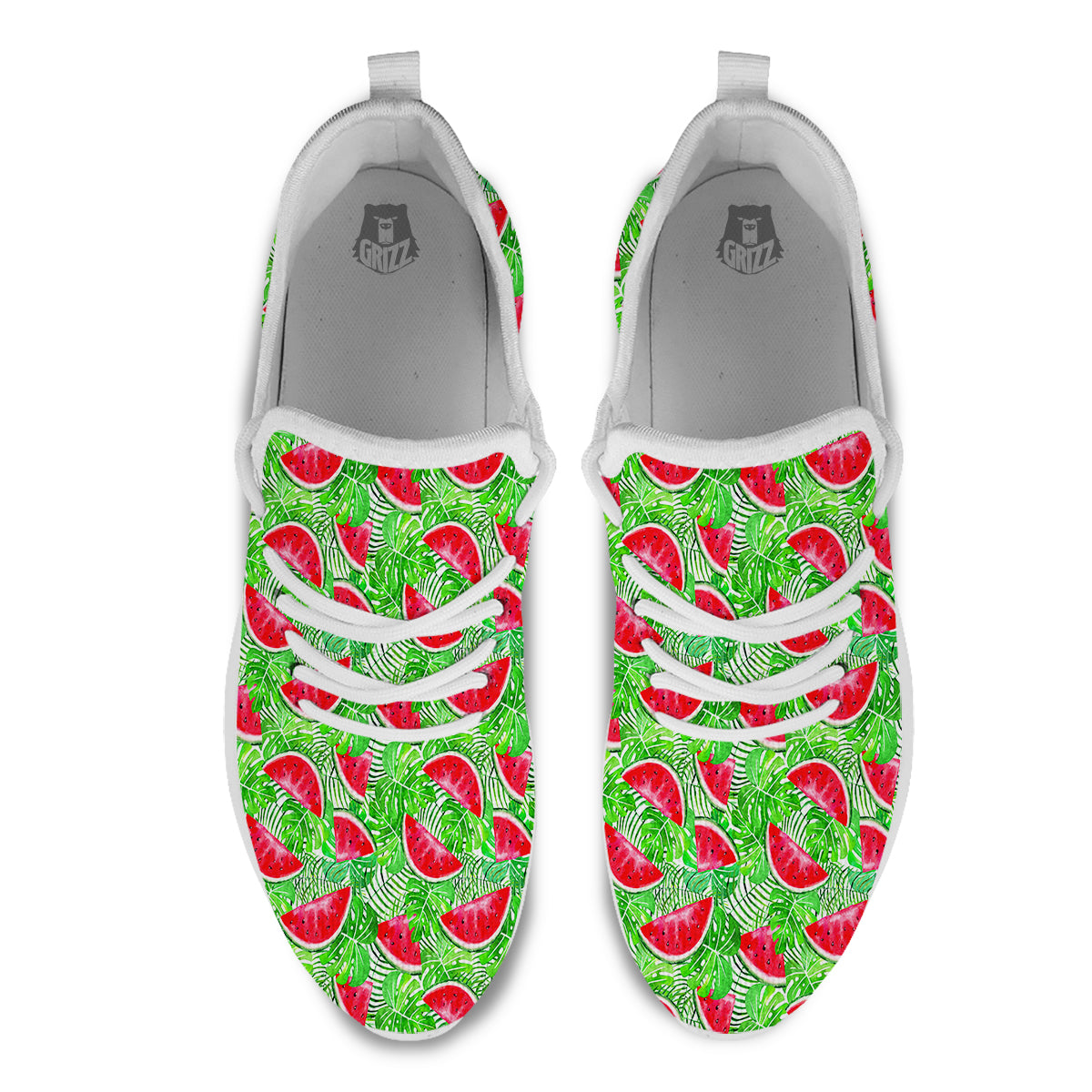 Watermelon Aloha Tropical Print Pattern White Athletic Shoes-grizzshop