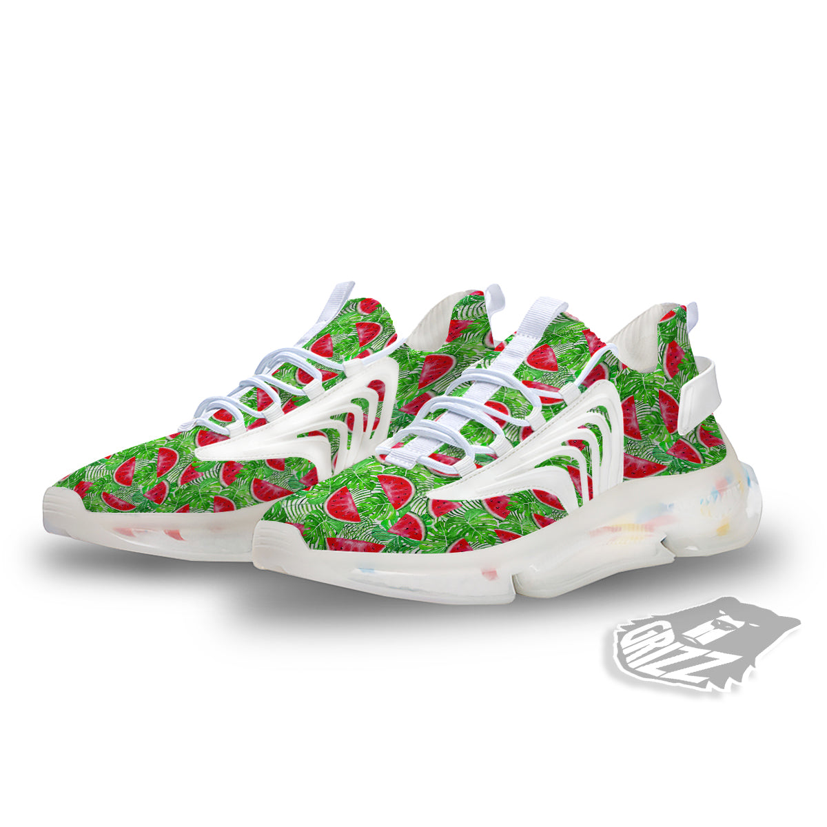 Watermelon Aloha Tropical Print Pattern White Gym Shoes-grizzshop