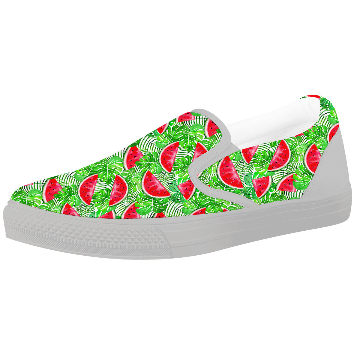 Watermelon Aloha Tropical Print Pattern White Slip On Shoes-grizzshop