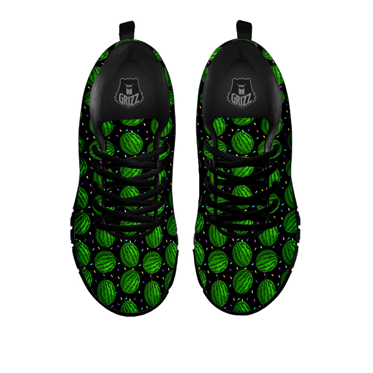 Watermelon Black Cute Print Pattern Black Sneaker-grizzshop