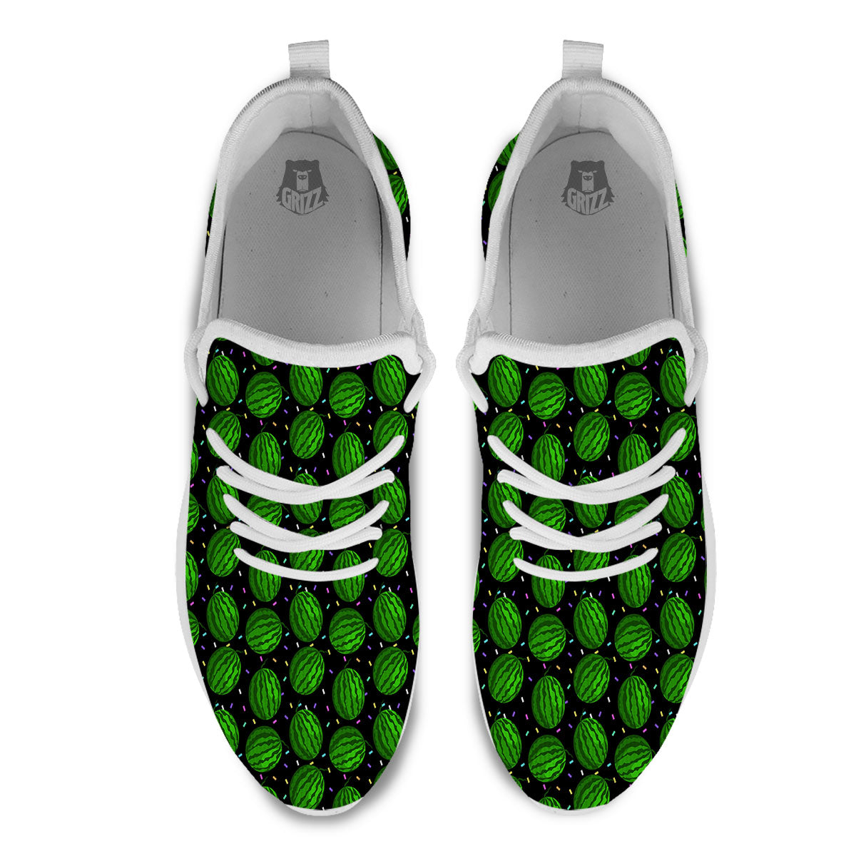 Watermelon Black Cute Print Pattern White Athletic Shoes-grizzshop