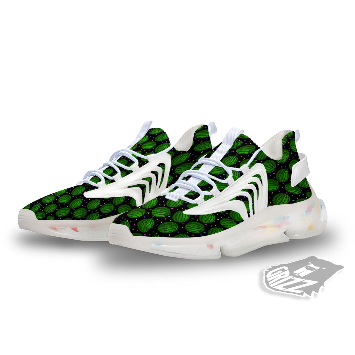 Watermelon Black Cute Print Pattern White Gym Shoes-grizzshop