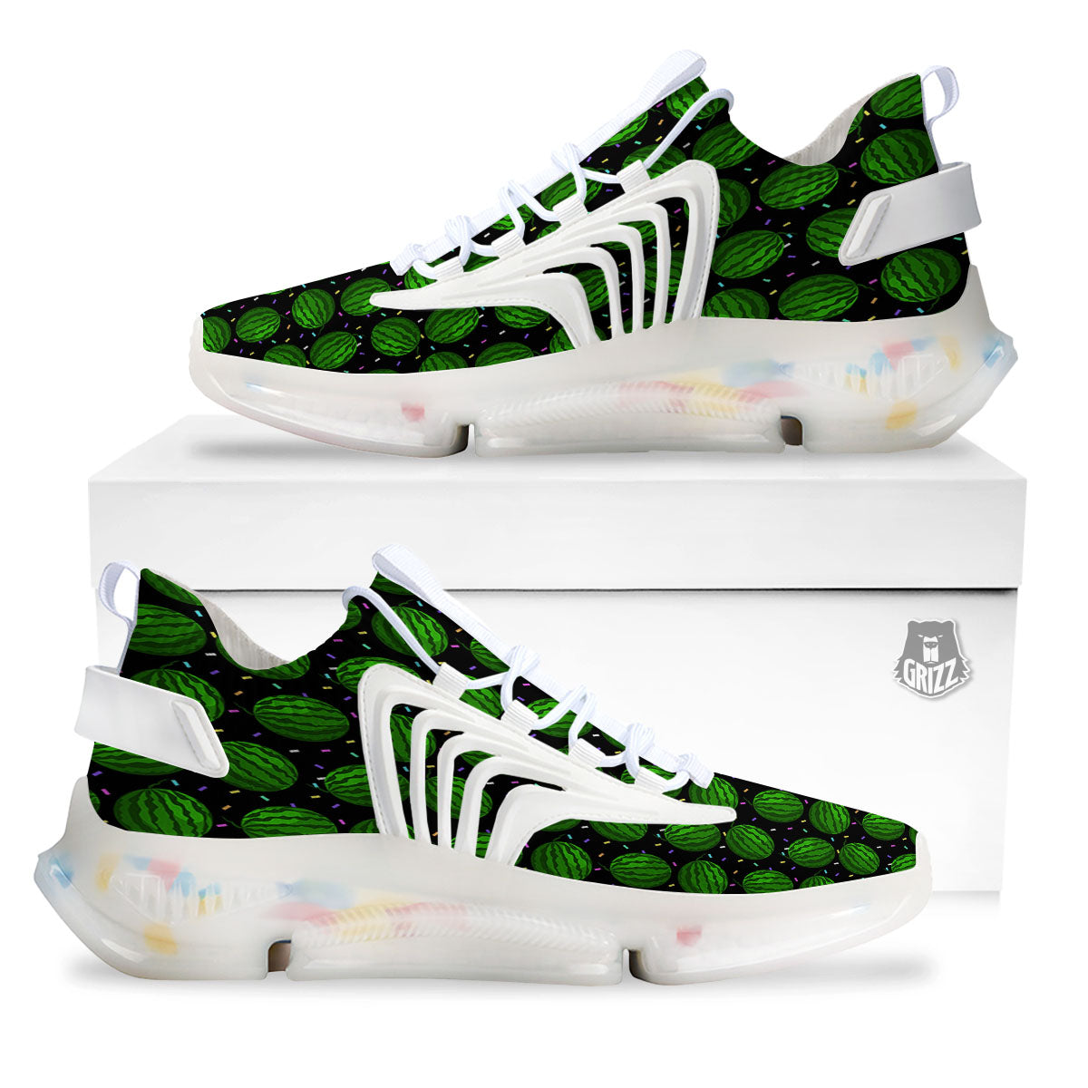 Watermelon Black Cute Print Pattern White Gym Shoes-grizzshop