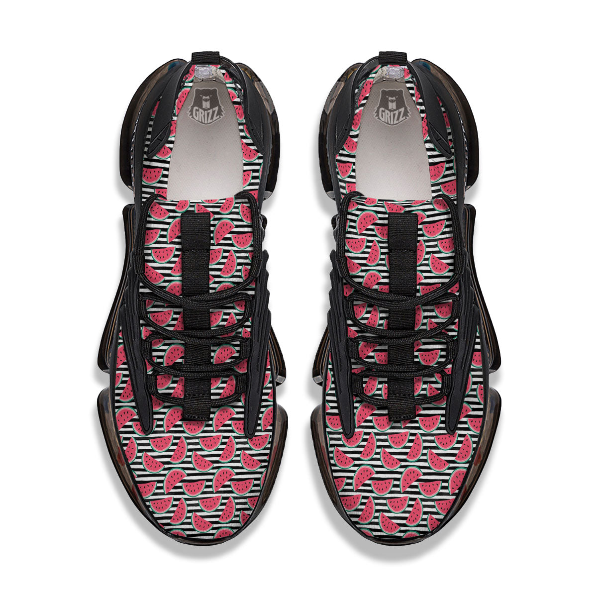Watermelon Black Striped Print Pattern Black Gym Shoes-grizzshop