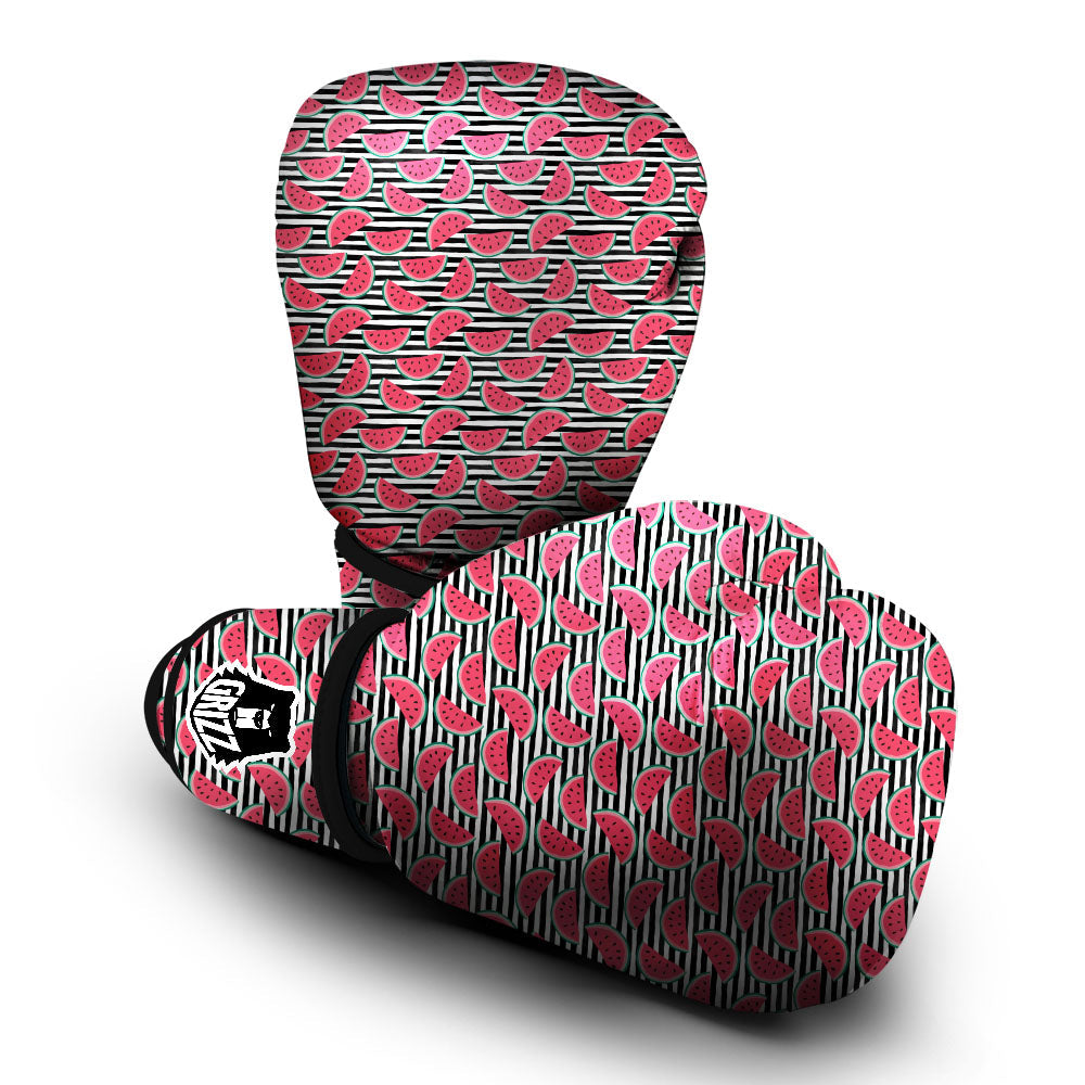 Watermelon Black Striped Print Pattern Boxing Gloves-grizzshop