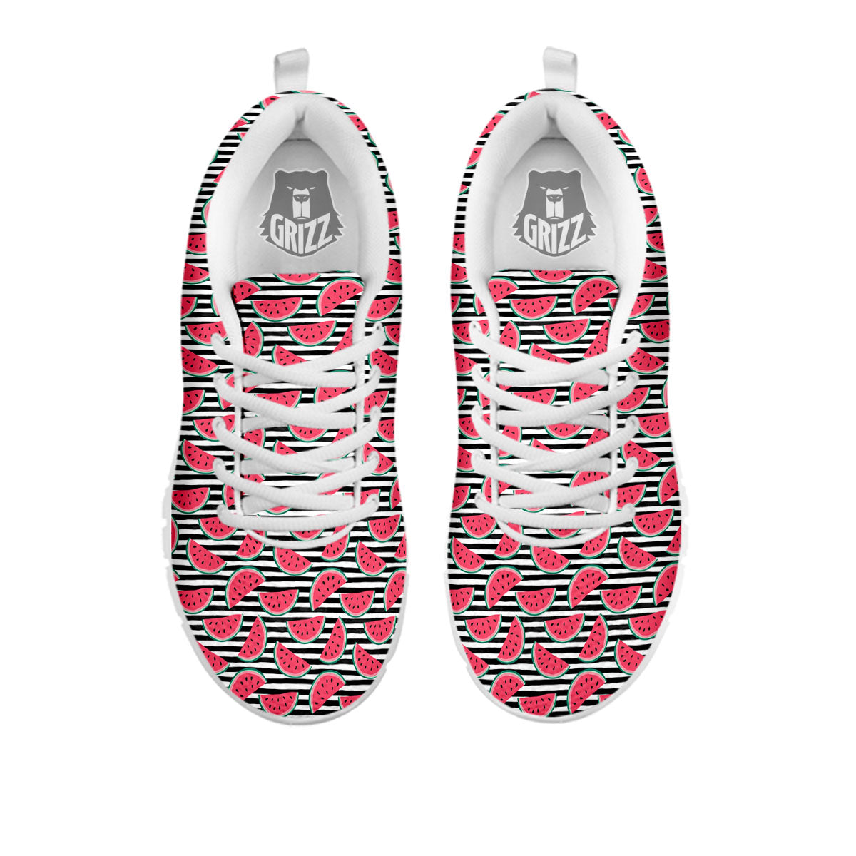 Watermelon Black Striped Print Pattern White Sneaker-grizzshop