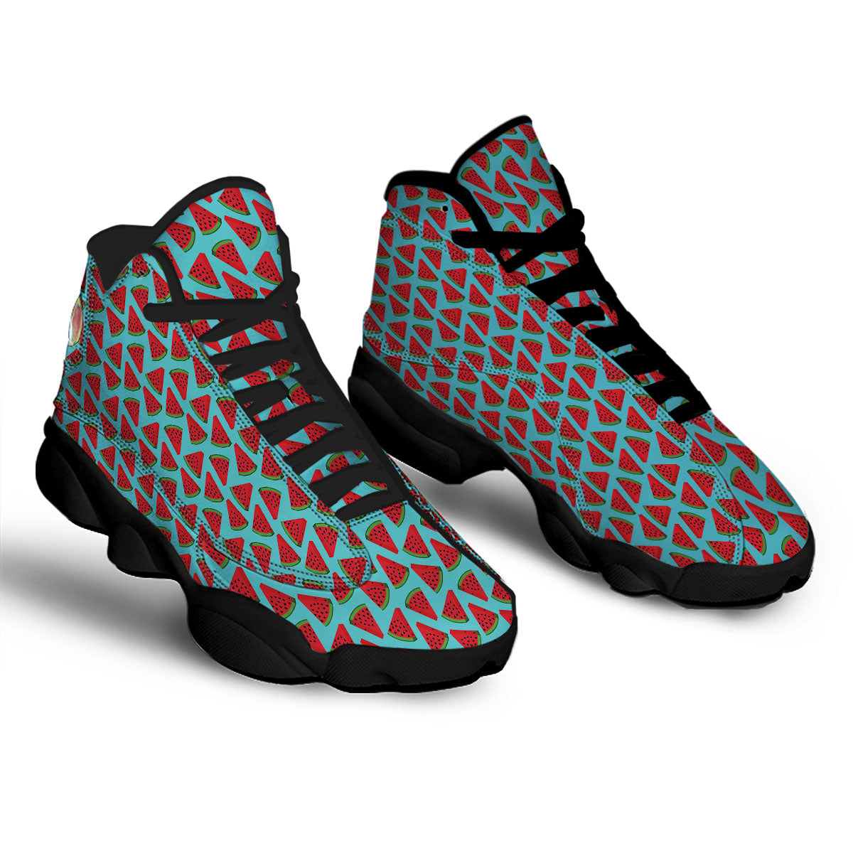 Watermelon Blue Cute Print Pattern Black Basketball Shoes-grizzshop