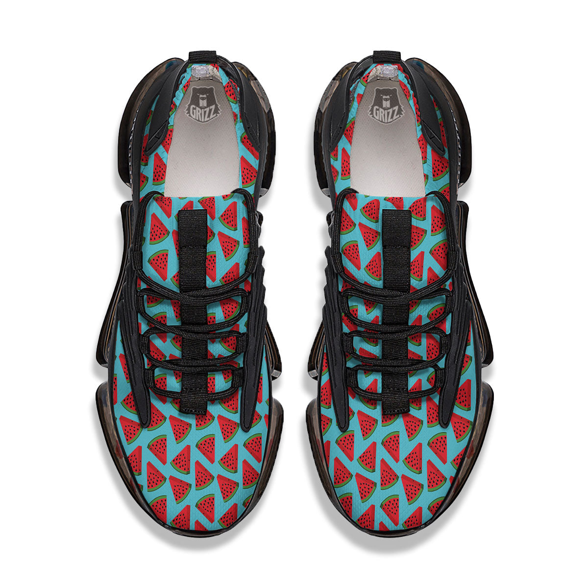 Watermelon Blue Cute Print Pattern Black Gym Shoes-grizzshop