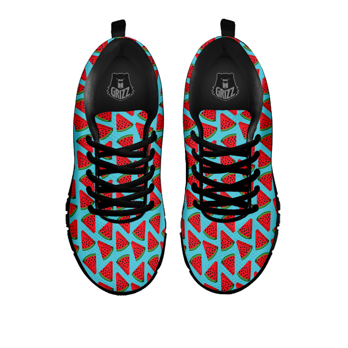 Watermelon Blue Cute Print Pattern Black Sneaker-grizzshop