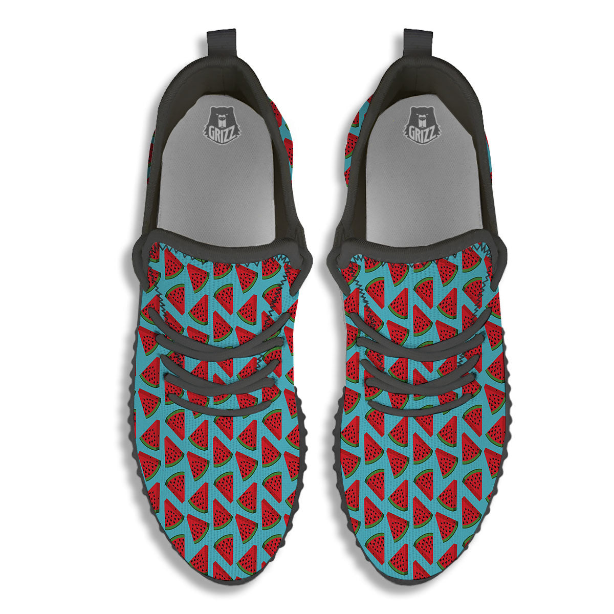 Watermelon Blue Cute Print Pattern Black Walking Shoes-grizzshop