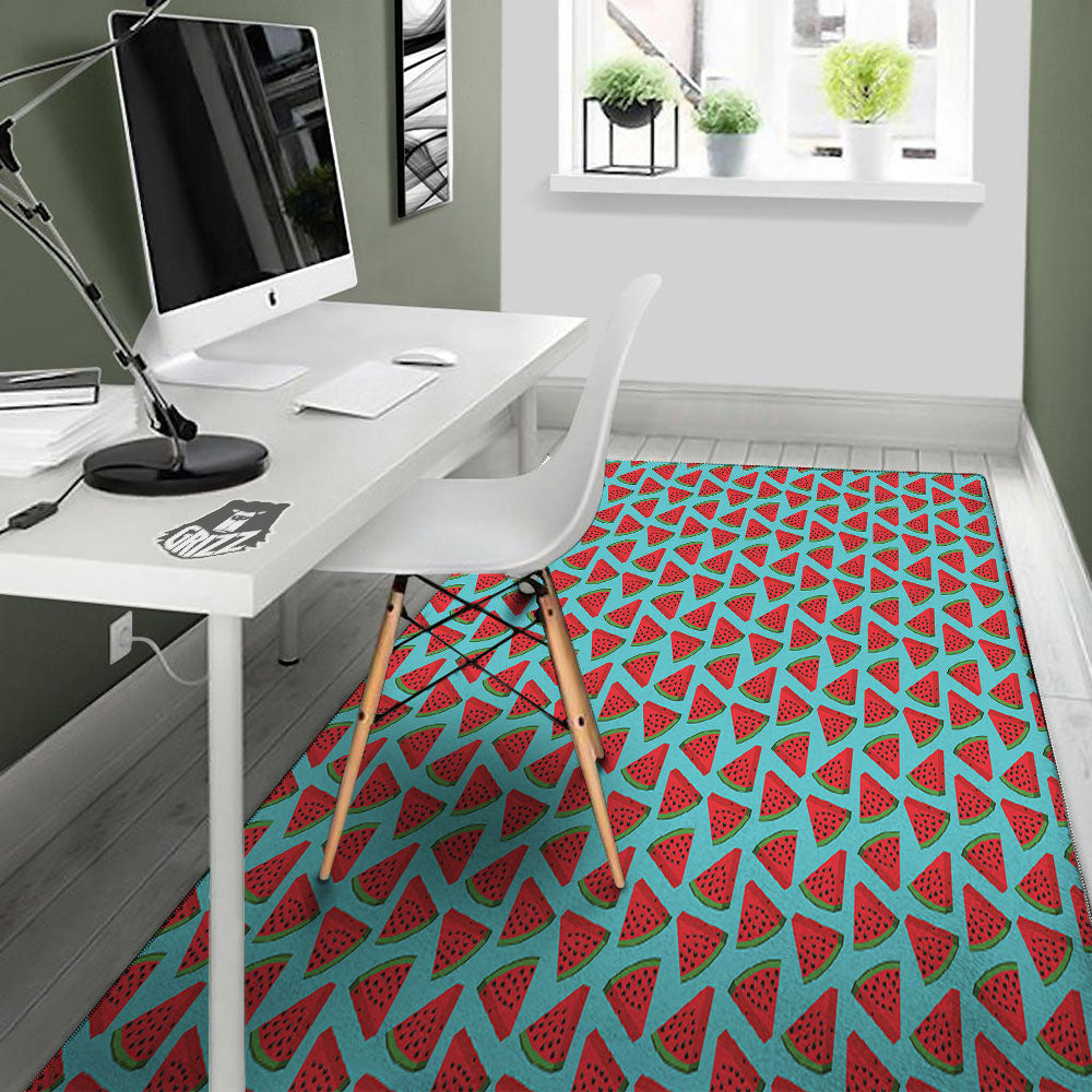 Watermelon Blue Cute Print Pattern Floor Mat-grizzshop