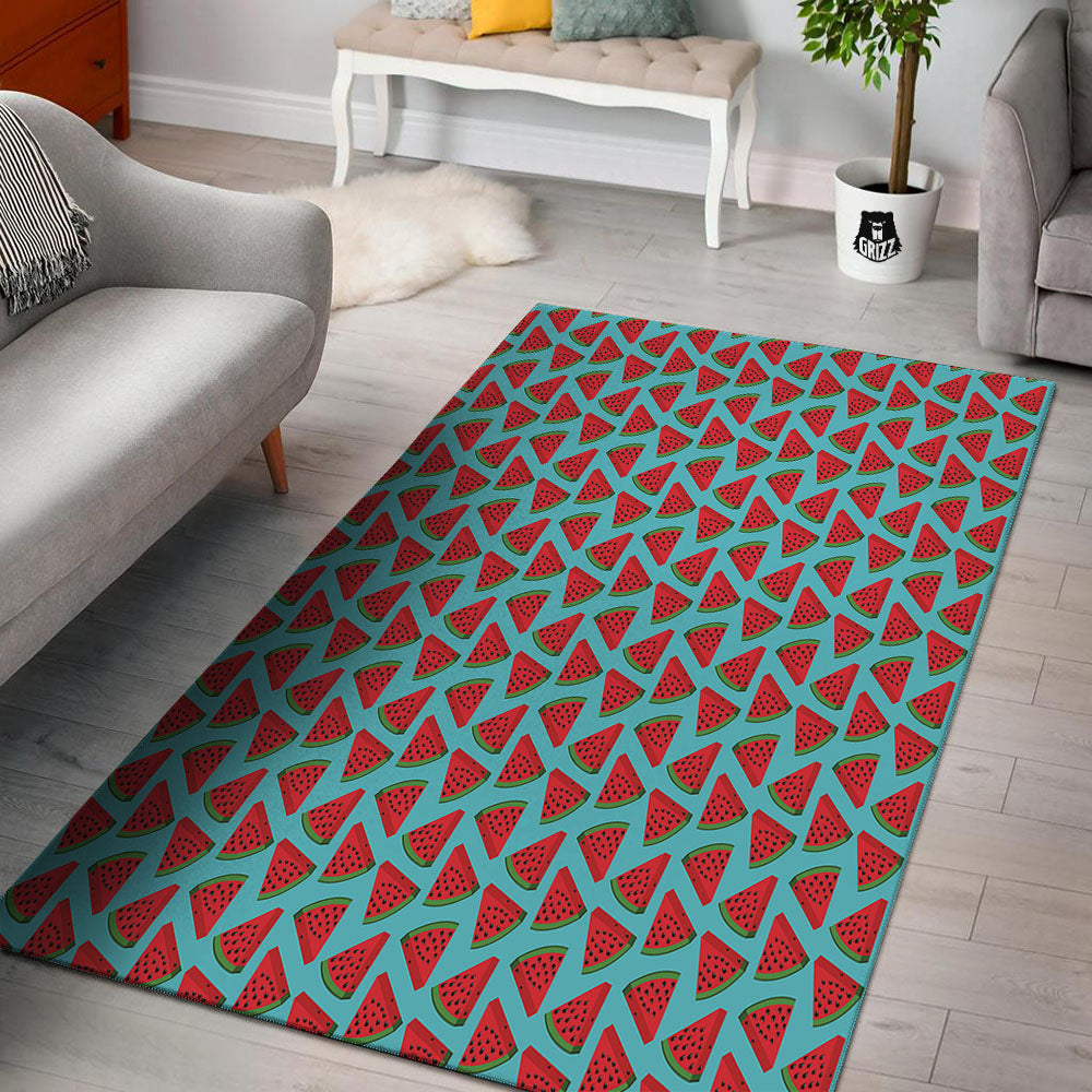 Watermelon Blue Cute Print Pattern Floor Mat-grizzshop