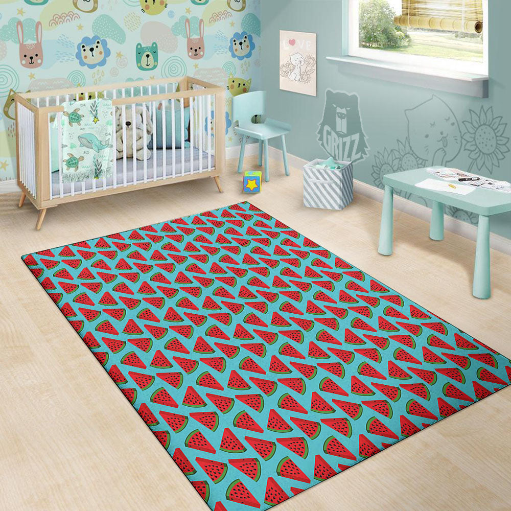 Watermelon Blue Cute Print Pattern Floor Mat-grizzshop